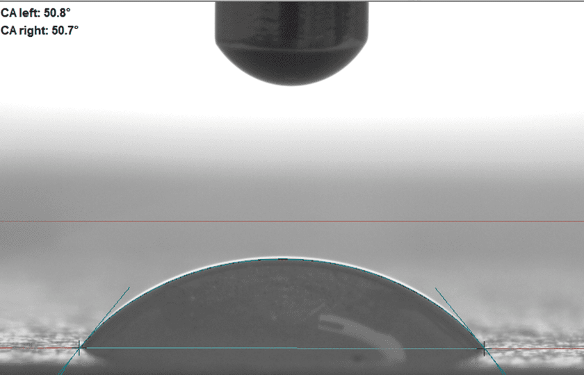 contact angle testing close up